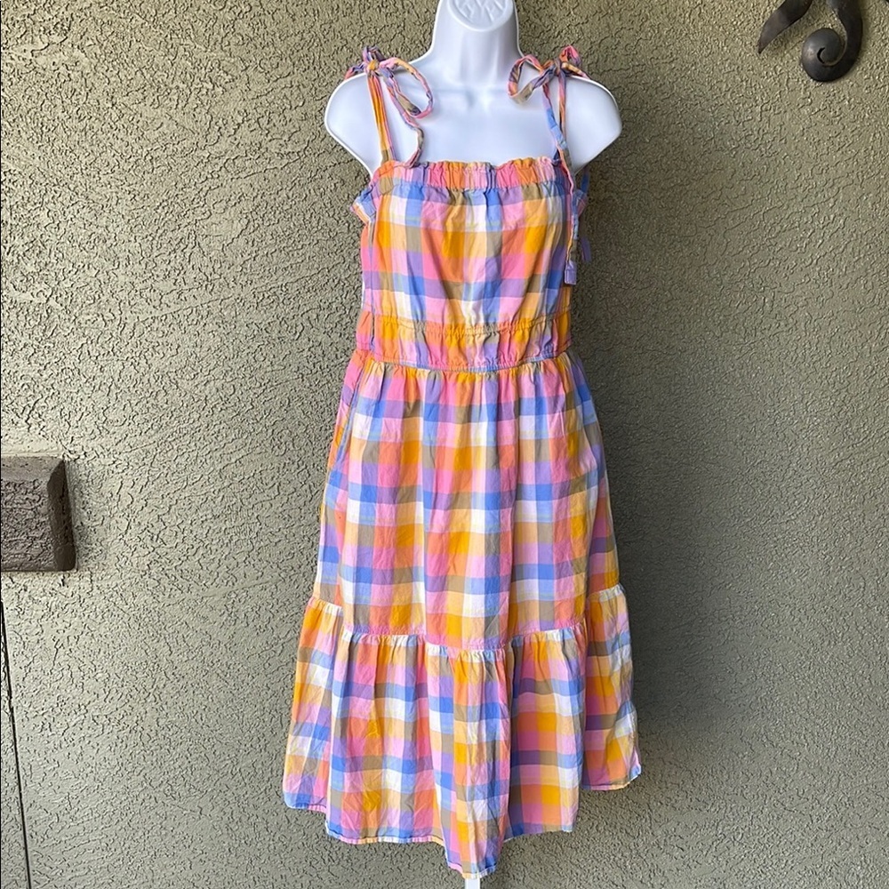 No.174 Free Assembly Pink and Orange Tiered Ruffled Midi Sundress size medium